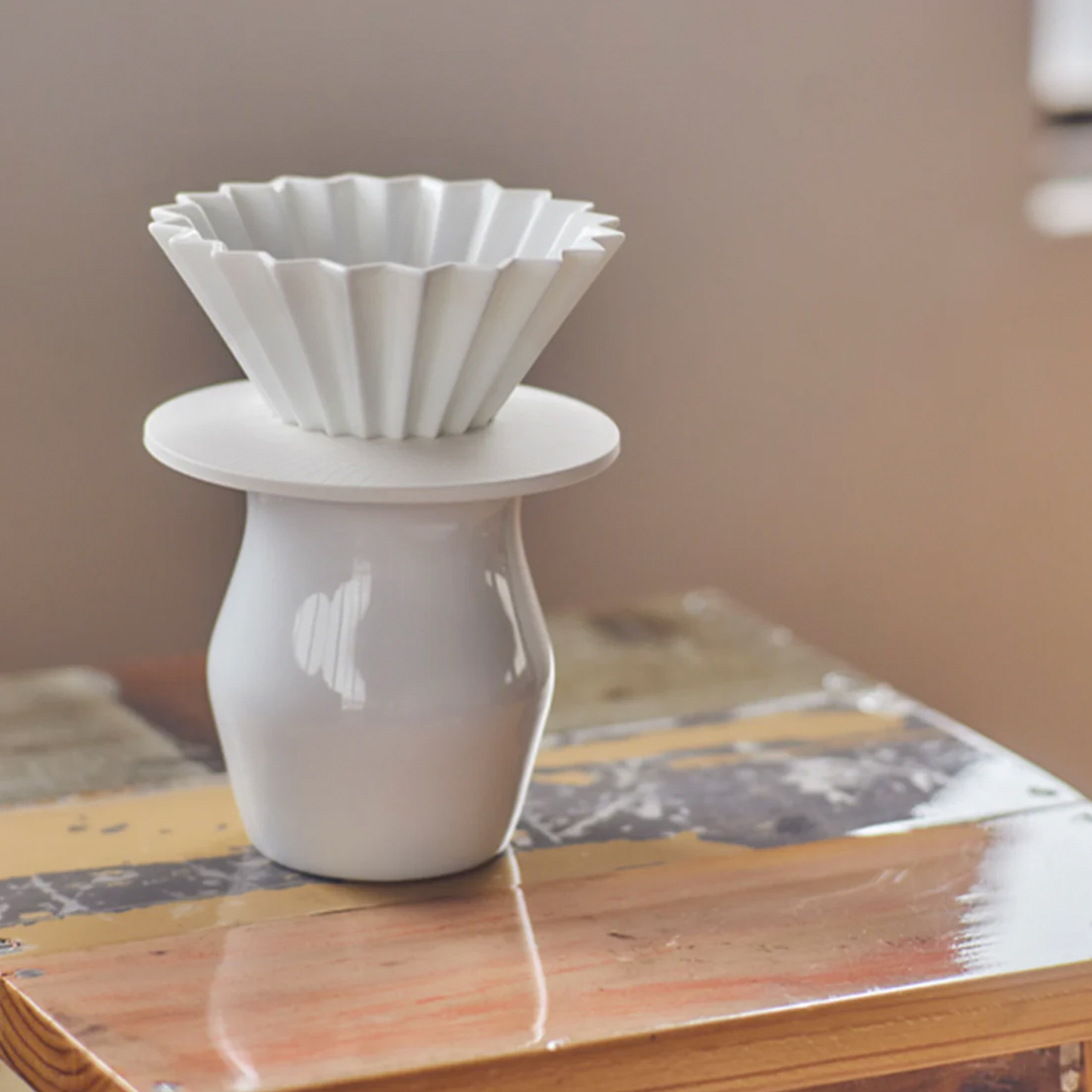 ORIGAMI CUP Dripper Holder - Grain White (Resina)